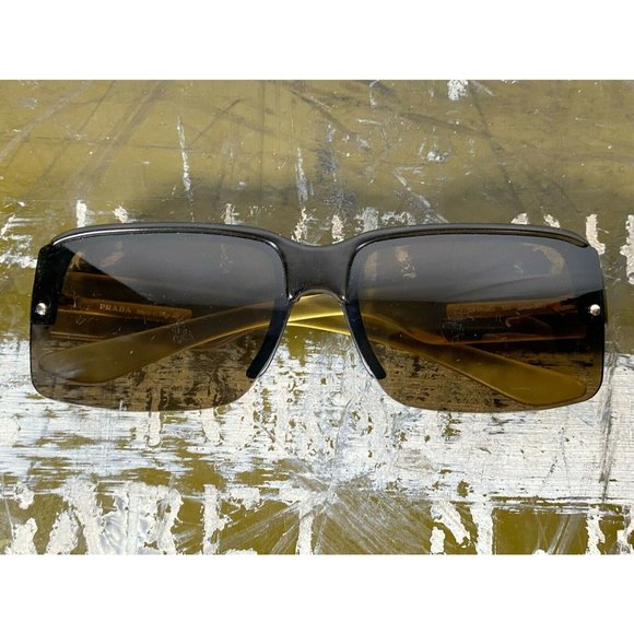 Y2K PRADA Gradient Unisex Sunglasses Black Tan Made in Italy SPR09B 60 5AZ-3N1 - Picture 10 of 13